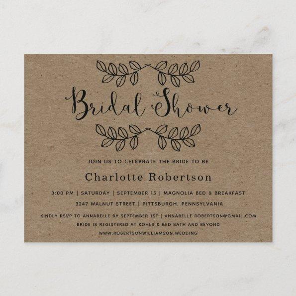 Rustic Simply Kraft Bridal Shower Invitation PostInvitations