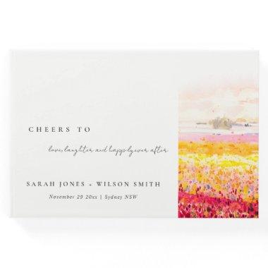 Rustic Spring Countryside Floral Landscape Wedding Guest Book