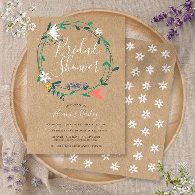 Rustic Spring Floral Garland Bridal Shower Invitations