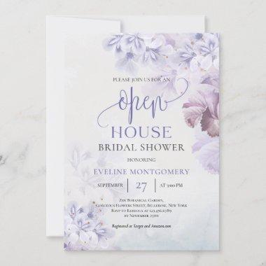 Rustic spring flowers purple dusty pink Open House Invitations