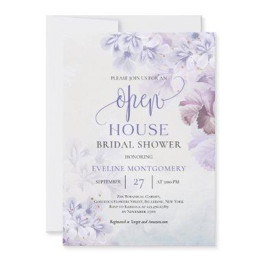 Rustic spring flowers purple dusty pink Open House Invitations