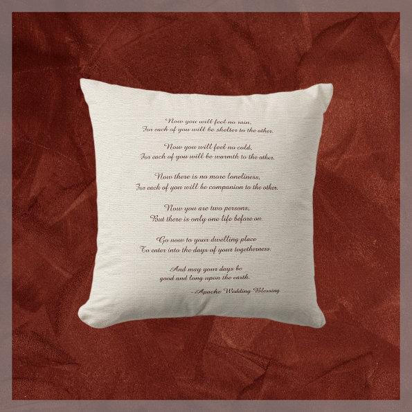 Rustic Square Pillow Apache Blessing Wedding Gift