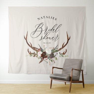 Rustic stag watercolor floral bridal shower banner tapestry