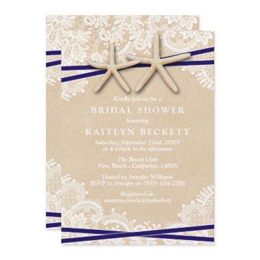 Rustic Starfish Beach Bridal Shower Invitations