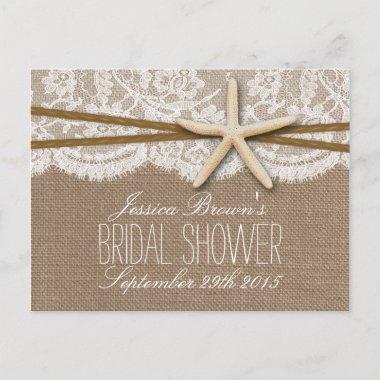 Rustic Starfish Beach Bridal Shower Recipe Invitations