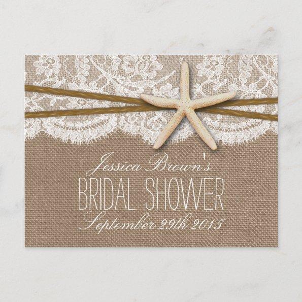 Rustic Starfish Beach Bridal Shower Recipe Invitations