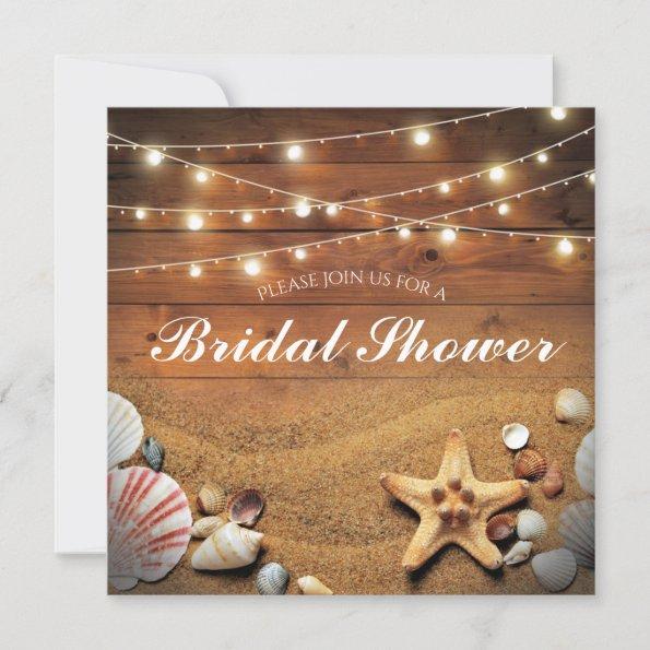 Rustic Starfish Beach Light Tropical Bridal Shower Invitations