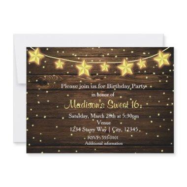 Rustic Stars String Lights Country Bridal Shower Invitations