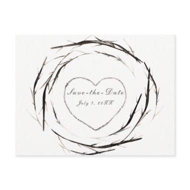 Rustic Sticks Twigs Branches Wreath Save the Date Announcement Post