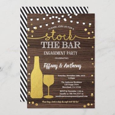 Rustic stock the bar engagement party gold Invitations