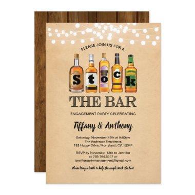 Rustic stock the bar engagement party retro Invitations