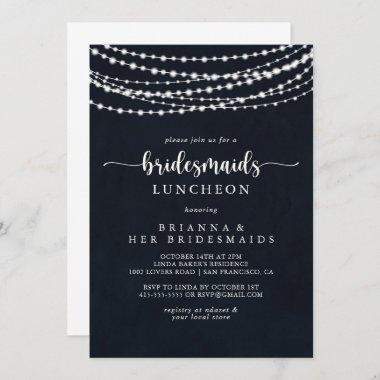 Rustic String Lights Bridesmaids Luncheon Shower  Invitations