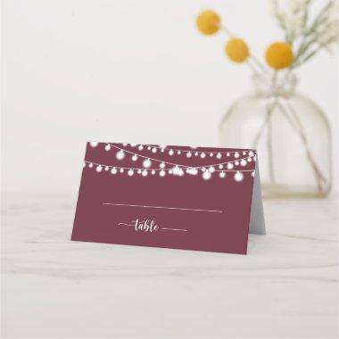 Rustic String Lights Burgundy Wedding Place