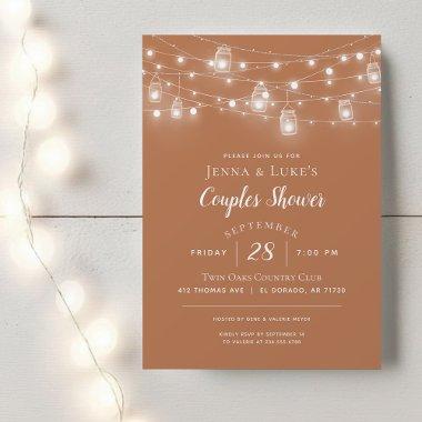 Rustic String Lights Couples Shower Invitations
