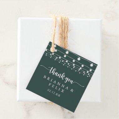 Rustic String Lights Green Wedding Favor Tags
