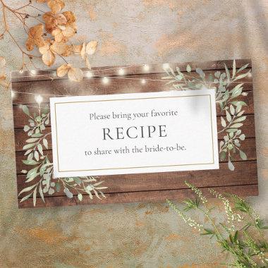 Rustic String Lights Greenery Bridal Shower Recipe Enclosure Invitations