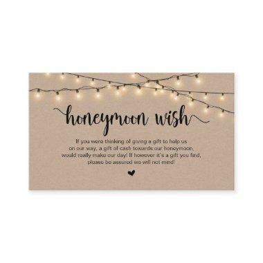 Rustic String Lights, Kraft, Honeymoon Wish Enclosure Invitations