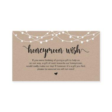 Rustic String Lights, Kraft, Honeymoon Wish Enclosure Invitations