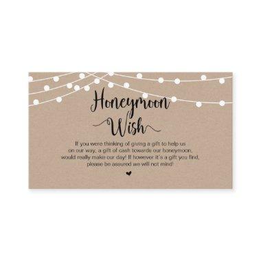 Rustic String Lights, Kraft, Honeymoon Wish Enclosure Invitations