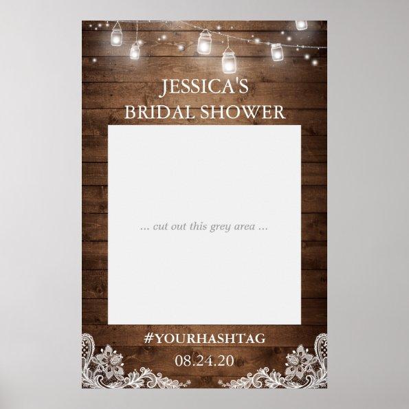 Rustic String Lights Lace Bridal Shower Photo Prop Poster