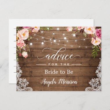 Rustic String Lights Lace Floral Advice Card