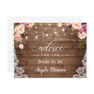 Rustic String Lights Lace Floral Advice Card