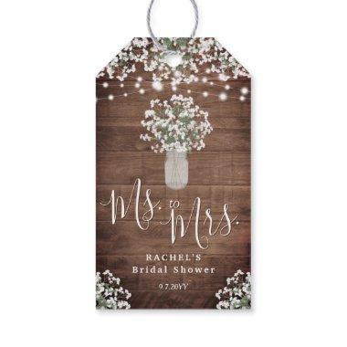 Rustic String Lights Mason Jar Bridal Shower Gift Gift Tags