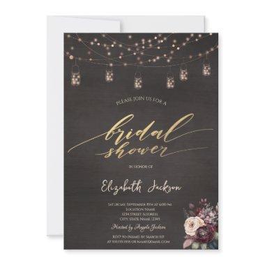 Rustic String Lights Mason Jar Rose