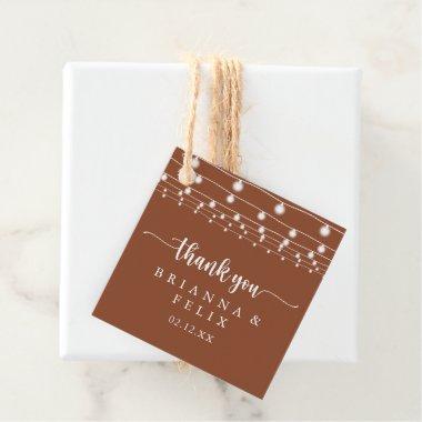 Rustic String Lights Terracotta Wedding Favor Tags