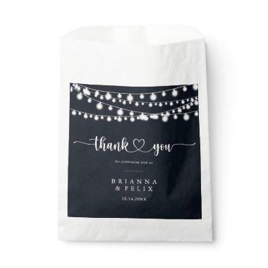 Rustic String Lights Thank You Wedding Favor Bag