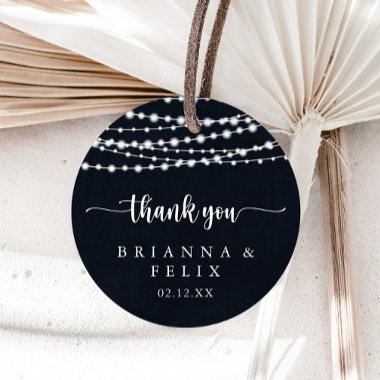 Rustic String Lights Thank You Wedding Favor  Classic Round Sticker