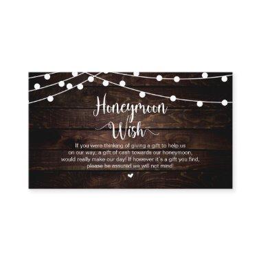 Rustic String Lights, Wood, Honeymoon Wish Enclosure