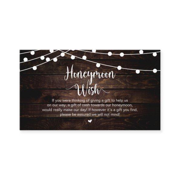 Rustic String Lights, Wood, Honeymoon Wish Enclosure