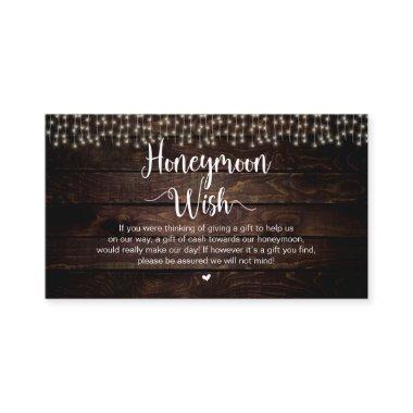 Rustic String Lights, Wood, Honeymoon Wish Enclosure Invitations