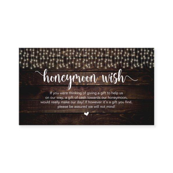 Rustic String Lights, Wood, Honeymoon Wish Enclosure