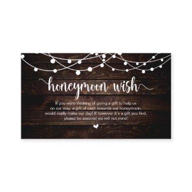 Rustic String Lights, Wood, Honeymoon Wish Enclosure