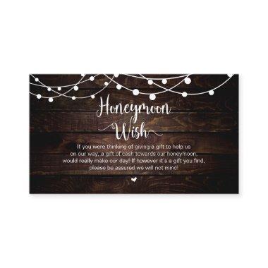 Rustic String Lights, Wood, Honeymoon Wish Enclosure