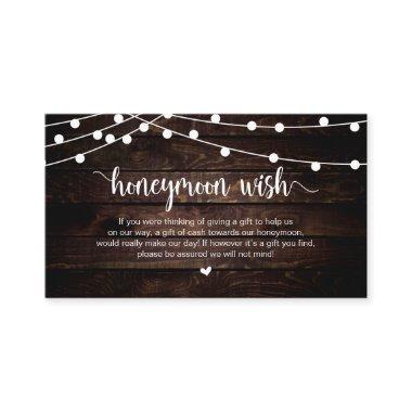 Rustic String Lights, Wood, Honeymoon Wish Enclosure