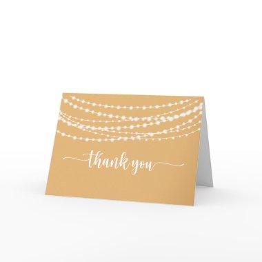 Rustic String Lights Yellow Folded Wedding Thank You