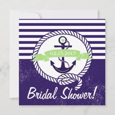 Rustic Stripes Nautical Bridal Shower Invitations