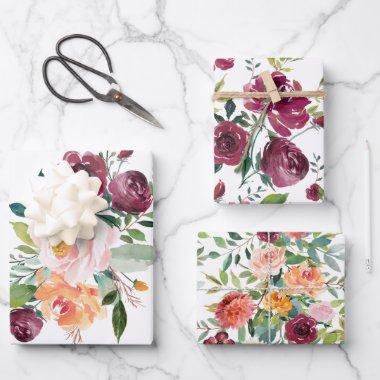 Rustic Stylish Floral Bouquets Wrapping Paper Sheets