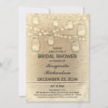 rustic stylish mason jars bridal shower Invitations