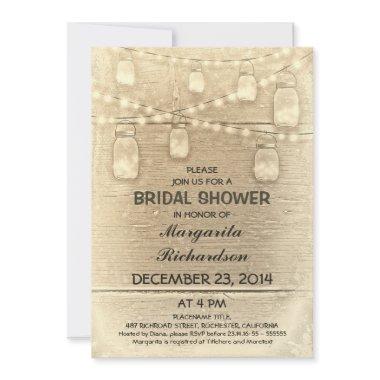 rustic stylish mason jars bridal shower Invitations