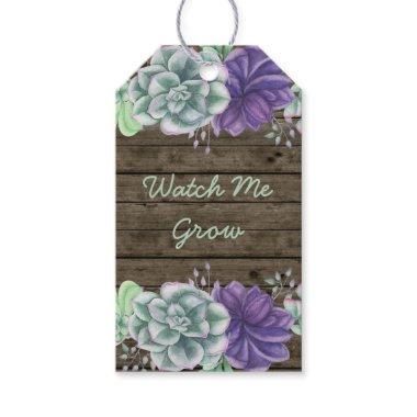 Rustic Succulent Watch Me Grow Baby Shower Gift Tags