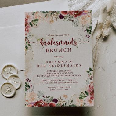 Rustic Summer Floral Bridesmaids Brunch Shower Invitations