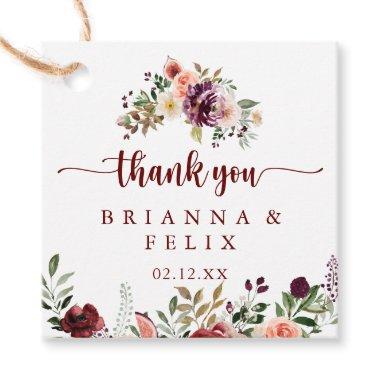 Rustic Summer Floral Calligraphy Wedding Favor Tag