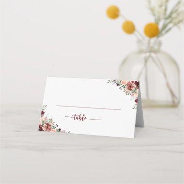 Rustic Summer Floral Calligraphy Wedding Place Invitations