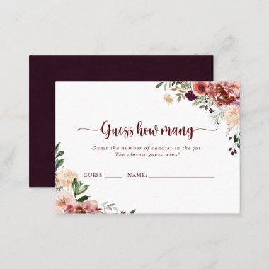 Rustic Summer Floral Guess How Many Game Invitations
