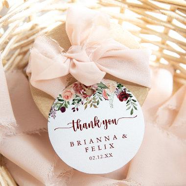 Rustic Summer Floral Thank You Wedding Favor  Classic Round Sticker