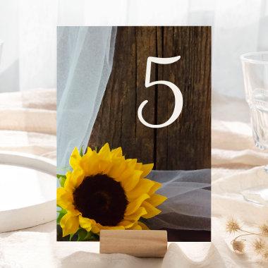 Rustic Sunflower and Barn Wood Country Wedding Table Number